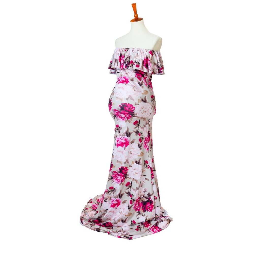 Pink & Magenta Floral Maxi Gown (Small-Medium Fit)